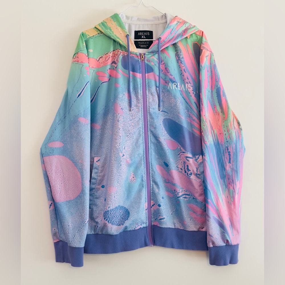 Unisex Vibrant Tie-Dye‎ inspired Hoodie Full Zip/ Winter Jacket